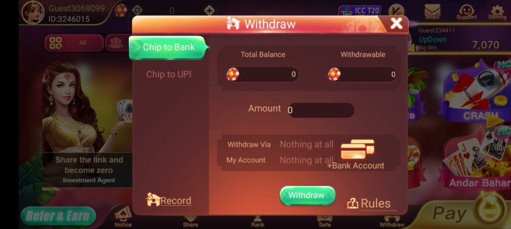rummy yes app withdrawal process