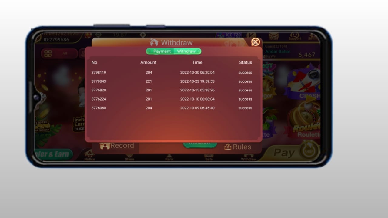 Teen Patti Dhan App Payment Proof